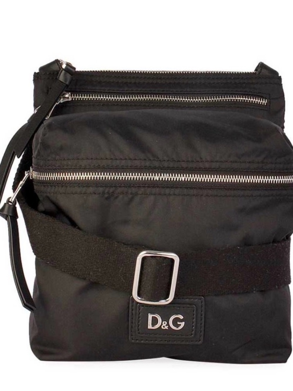 Dolce & Gabbana Black Nylon Crossbody Bag with Silver Hardware